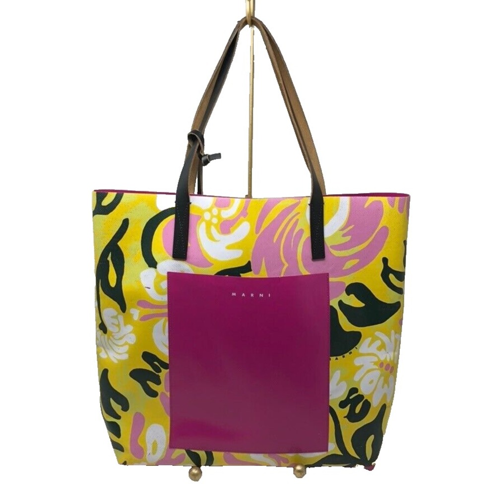 Marni Euphoria Tote Bag Large Multicolor Bold Floral Print Top Handle Travel